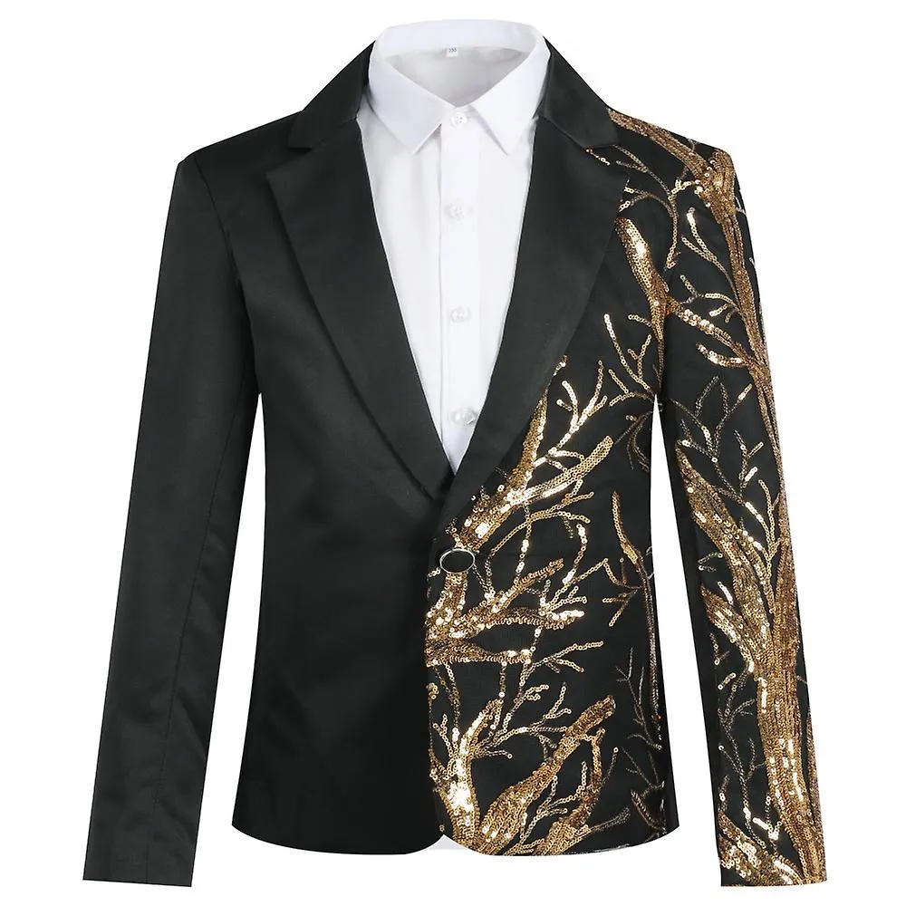 Allthemen Boys Banquet Half-sided Gold Tree Selentins Blazer de un botón