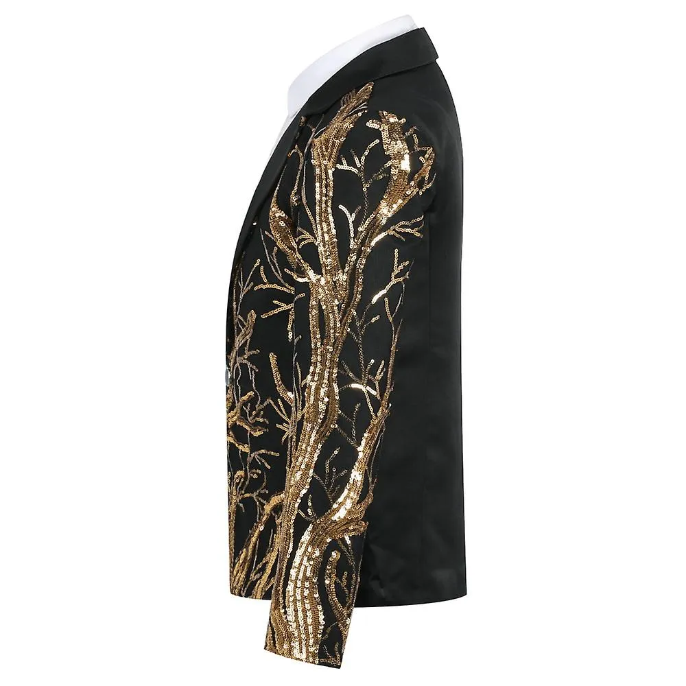 Allthemen Boys Banquet Half-sided Gold Tree Selentins Blazer de un botón