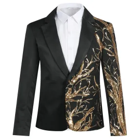 Allthemen Boys Banquet Half-sided Gold Tree Selentins Blazer de un botón