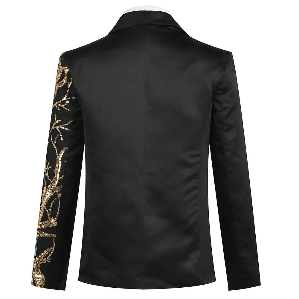 Allthemen Boys Banquet Half-sided Gold Tree Selentins Blazer de un botón