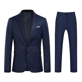 Allthemen Hombre 2-Piece Solid Color Business Slim Two Button Blazer & Pants