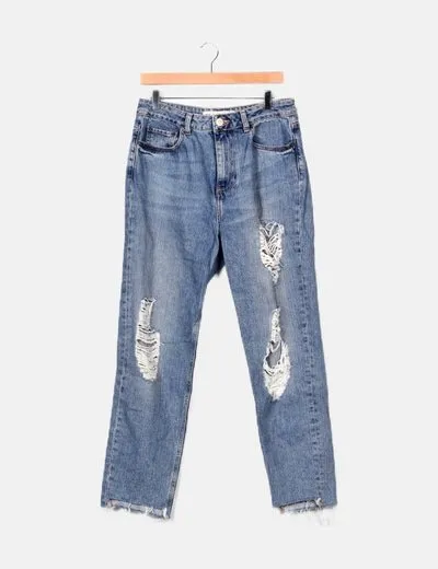 Asos Pantalón denim boyfriend desflecado