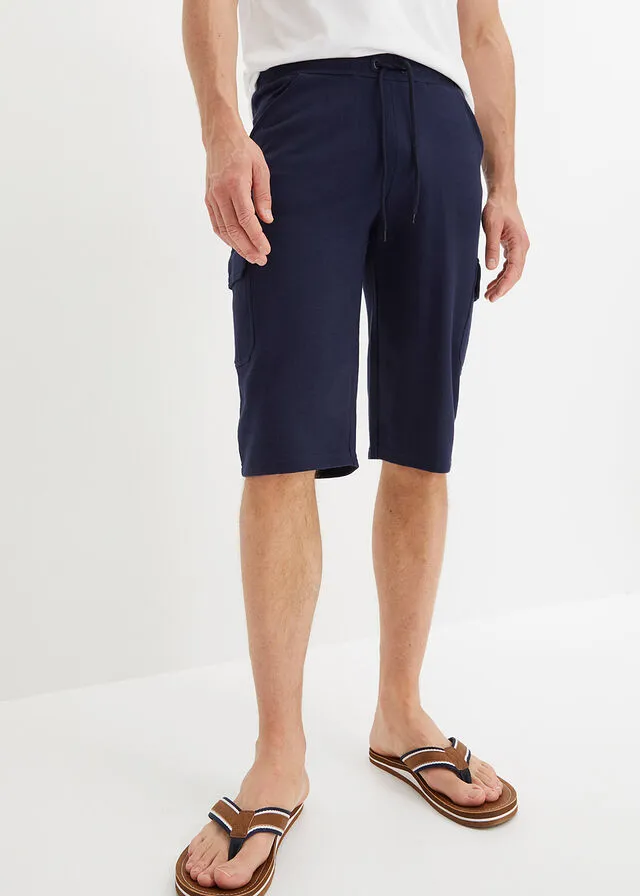 Bermudas de chándal largas, con bolsillos cargo, regular fit Azul oscuro