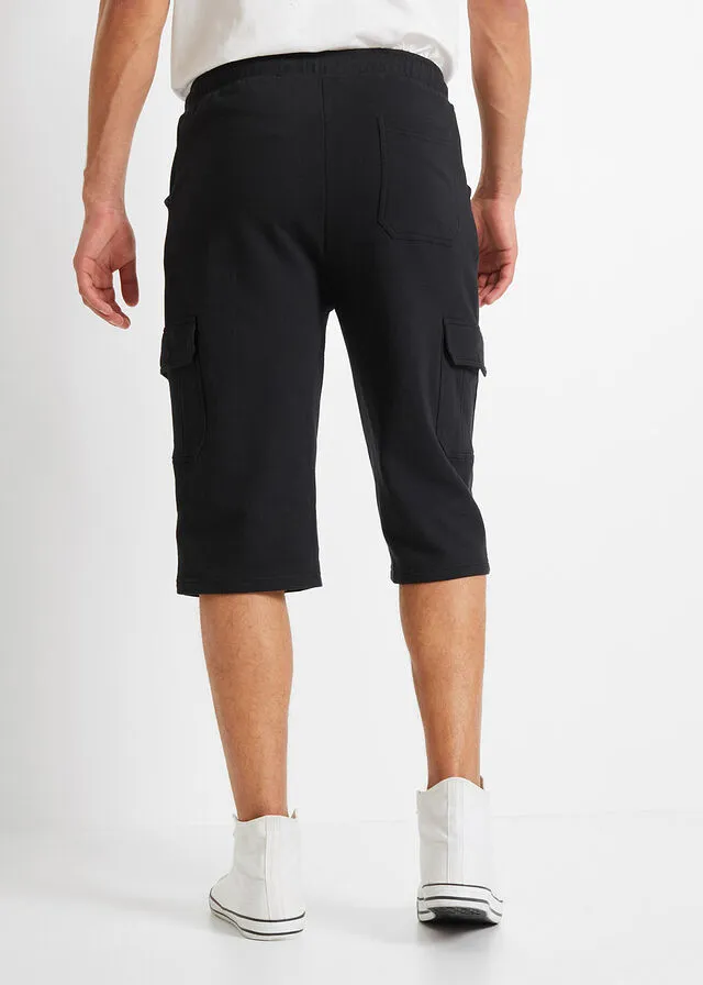 Bermudas de chándal largas, con bolsillos cargo, regular fit Negro