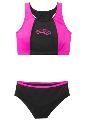 Bikini para niñas (conjunto de 2 piezas) Negro-rosa