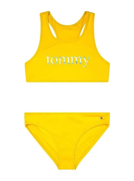 bikini tommy hilfiger logo tropical amarillo niña