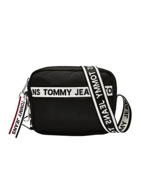 bolso tommy jeans logo tape negro para mujer