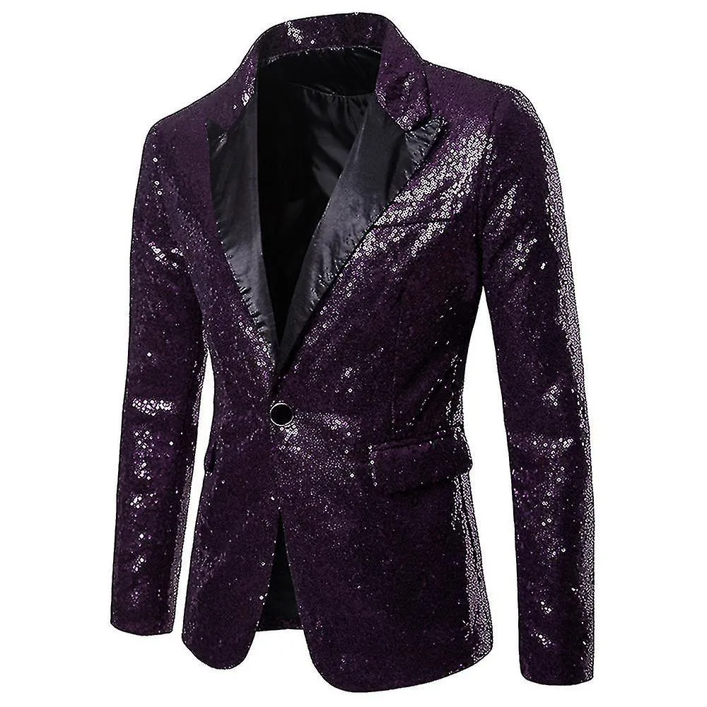 Chaqueta de traje de lentejuelas para hombre Blazer One Button Luxury Party Dinner Prom Tuxedo