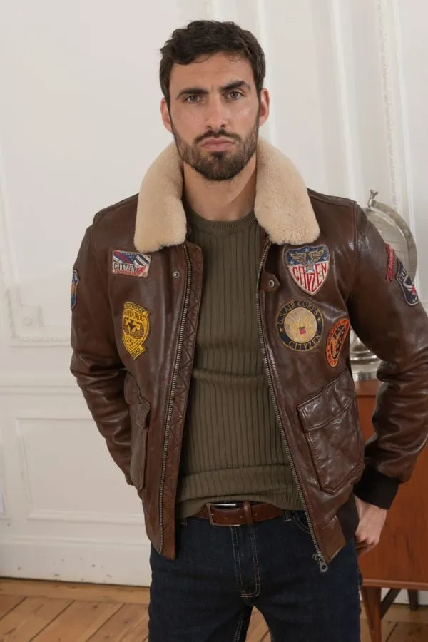 Chaqueta Hombre Cityzen Pilot Lamb Paolo Dark Cognac