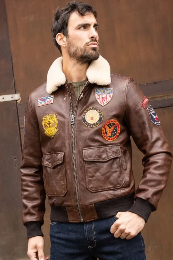 Chaqueta Hombre Cityzen Pilot Lamb Paolo Dark Cognac