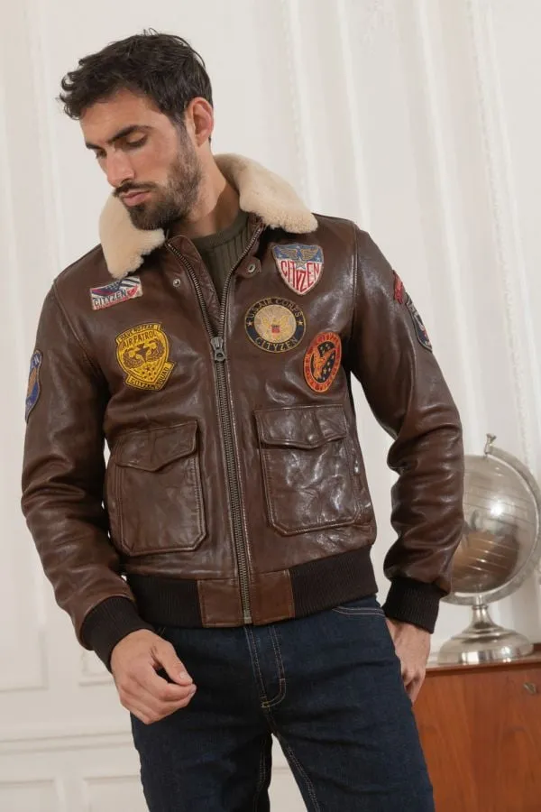 Chaqueta Hombre Cityzen Pilot Lamb Paolo Dark Cognac