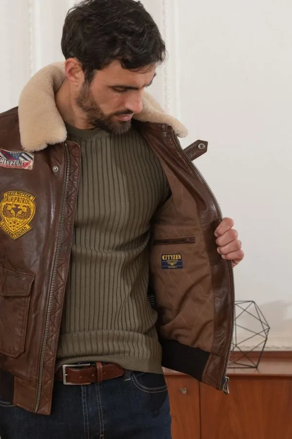 Chaqueta Hombre Cityzen Pilot Lamb Paolo Dark Cognac