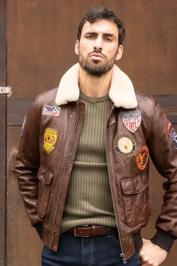 Chaqueta Hombre Cityzen Pilot Lamb Paolo Dark Cognac