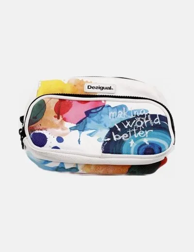 Desigual Neceser blanco estampado multicolor