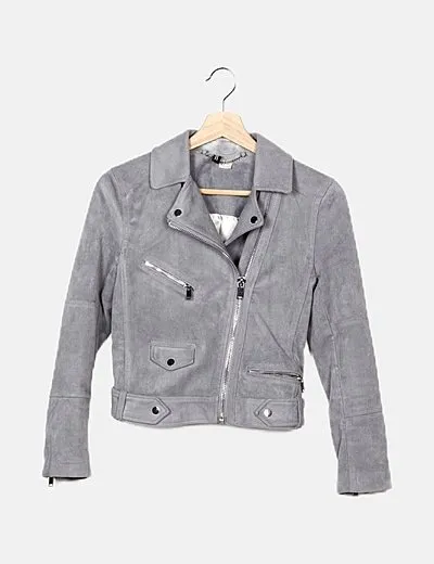 H&M Chaqueta biker azul antelina