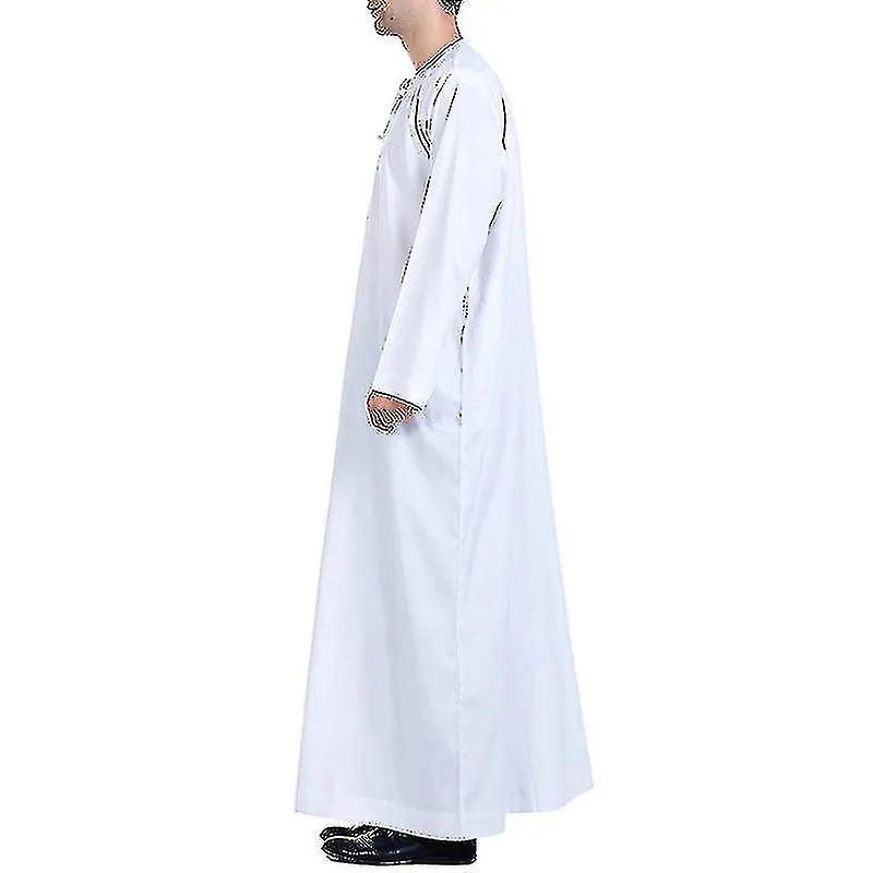 Hombres musulmanes Árabe Abaya Dubai Thobe Kaftan Saudi Jubba Vestido Largo Túnica Islámica