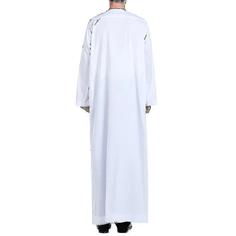 Hombres musulmanes Árabe Abaya Dubai Thobe Kaftan Saudi Jubba Vestido Largo Túnica Islámica