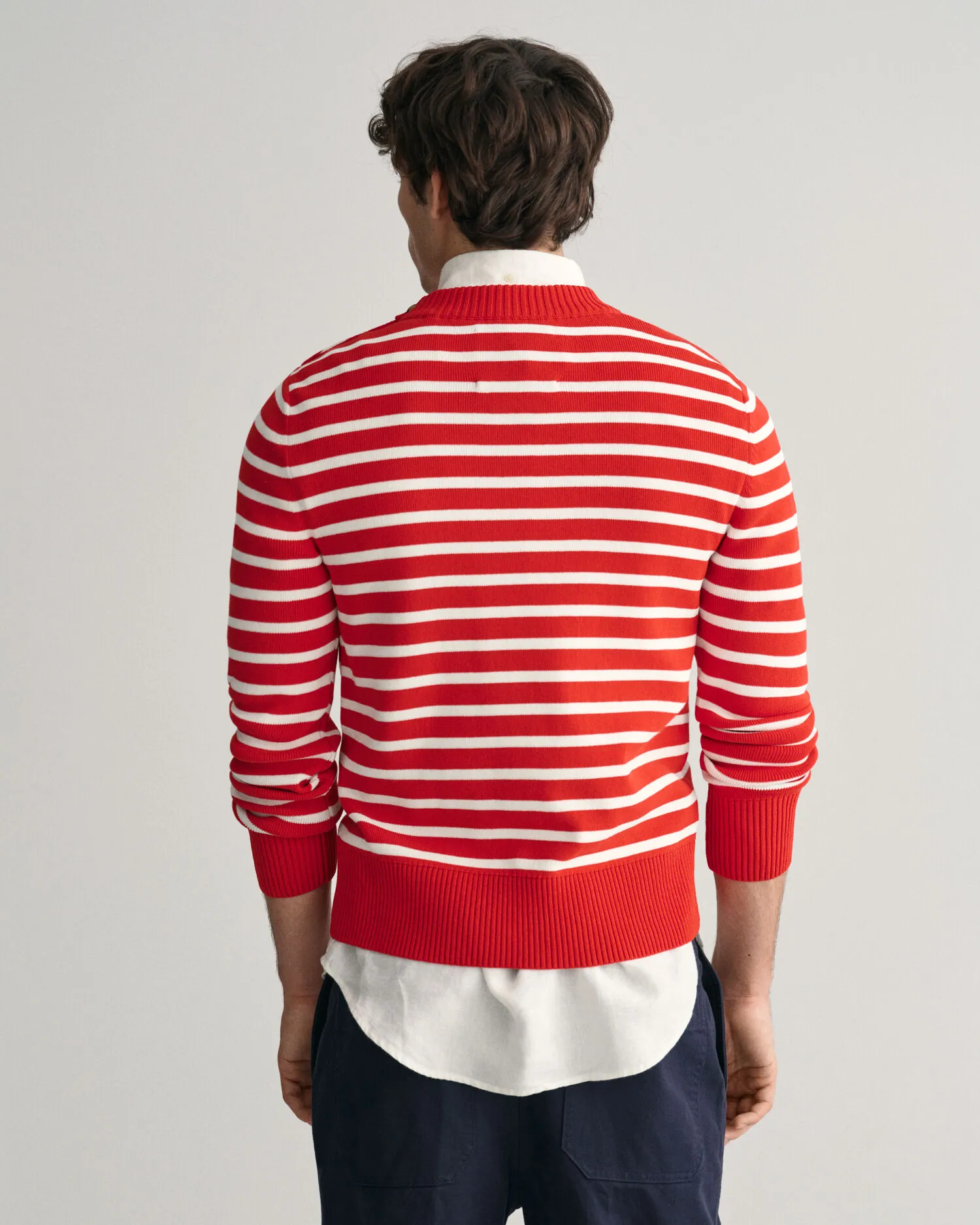 Jersey de algodón con cuello redondo Breton Striped Shiny