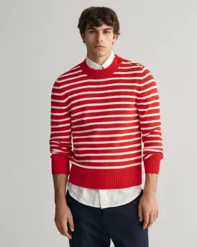 Jersey de algodón con cuello redondo Breton Striped Shiny