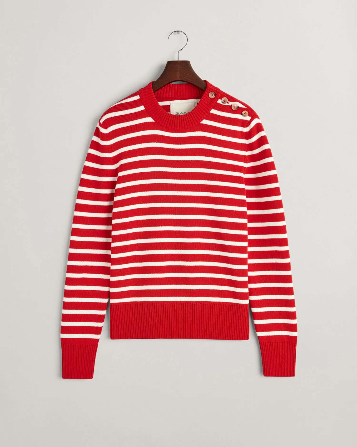 Jersey de algodón con cuello redondo Breton Striped Shiny