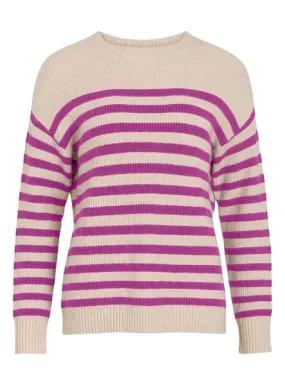 Jersey Vila Viril Rosa y Beige para Mujer