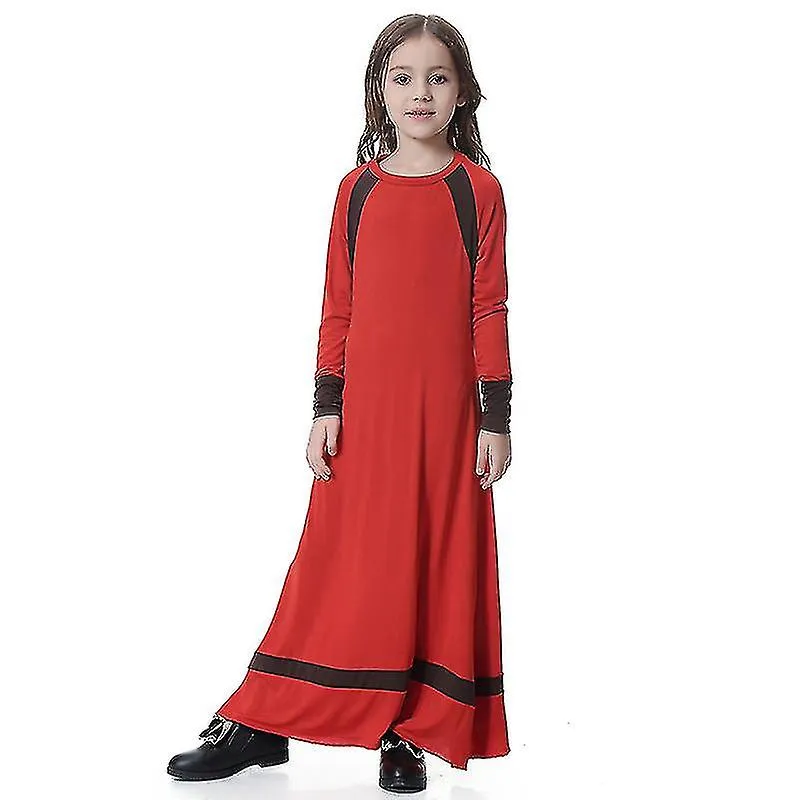 Kids Girls Muslim Abaya Long Sleeve Islamic Party Arab Jilbab Jubba Loose Maxi Dress Robes