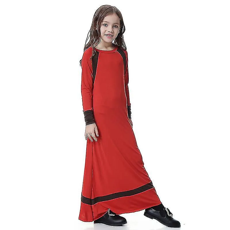 Kids Girls Muslim Abaya Long Sleeve Islamic Party Arab Jilbab Jubba Loose Maxi Dress Robes