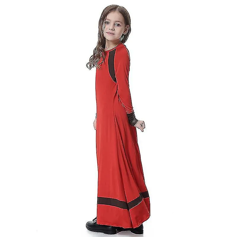 Kids Girls Muslim Abaya Long Sleeve Islamic Party Arab Jilbab Jubba Loose Maxi Dress Robes