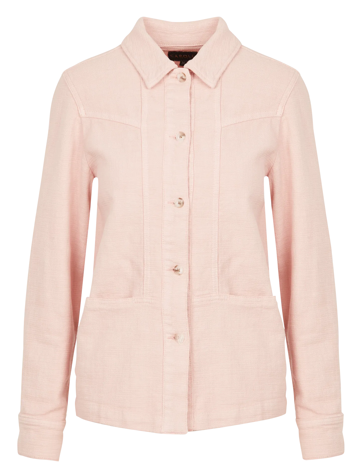 LAURYNB - Chaqueta de mezcla de algodón con cuello clásico en rosa