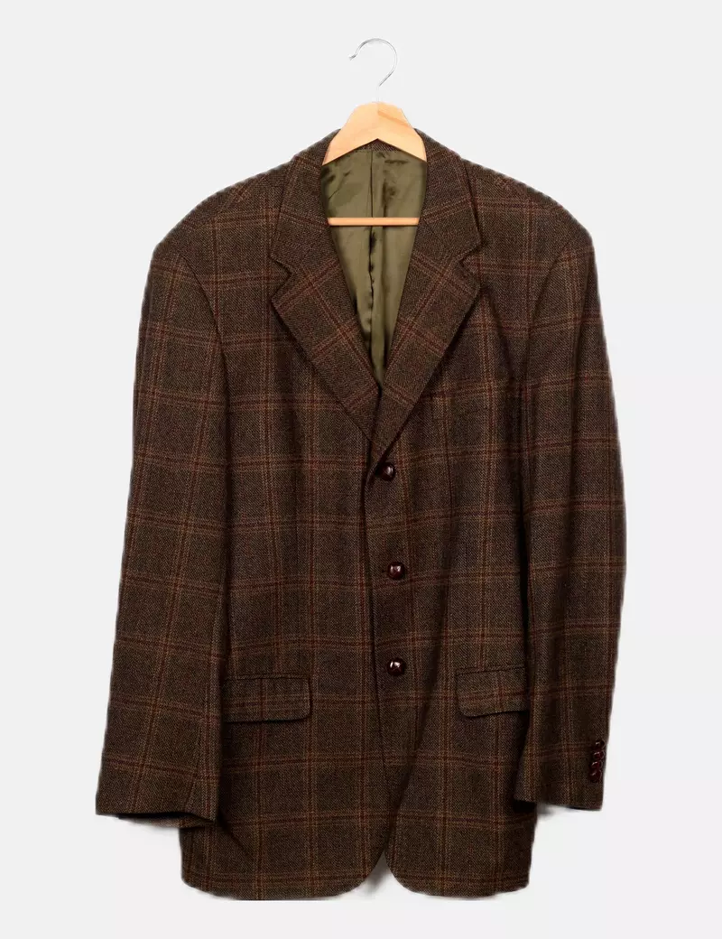 Massimo Dutti Blazer verde estampado cudros