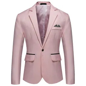 Mens Casual Slim Suit Jacket, One Button Notched Lapel Business Blazer Jacket