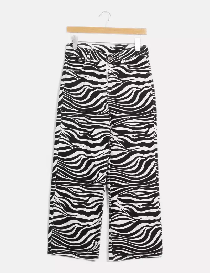 NoName Pantalón bicolor animal print