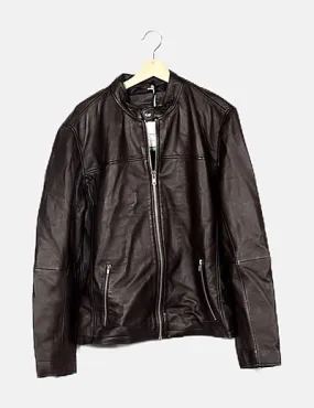 ONLY & SONS Chaqueta biker marrón encerada