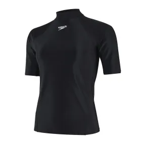 Polera Natación Mujer Speedo Short Sleeve Rash Top Negra