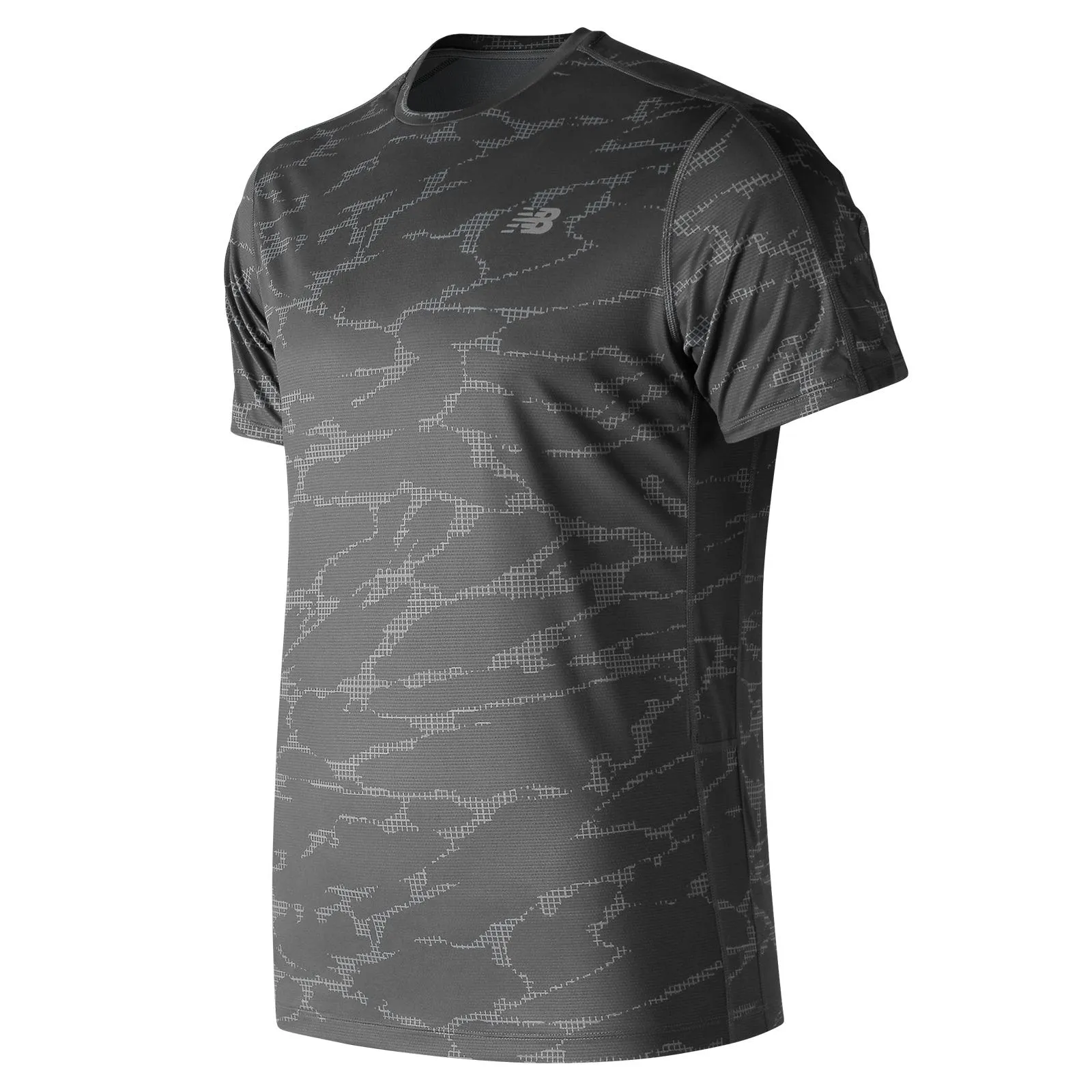 Polera Running Hombre New Balance Printed Accelerate Short Sleeve Gris Oscuro