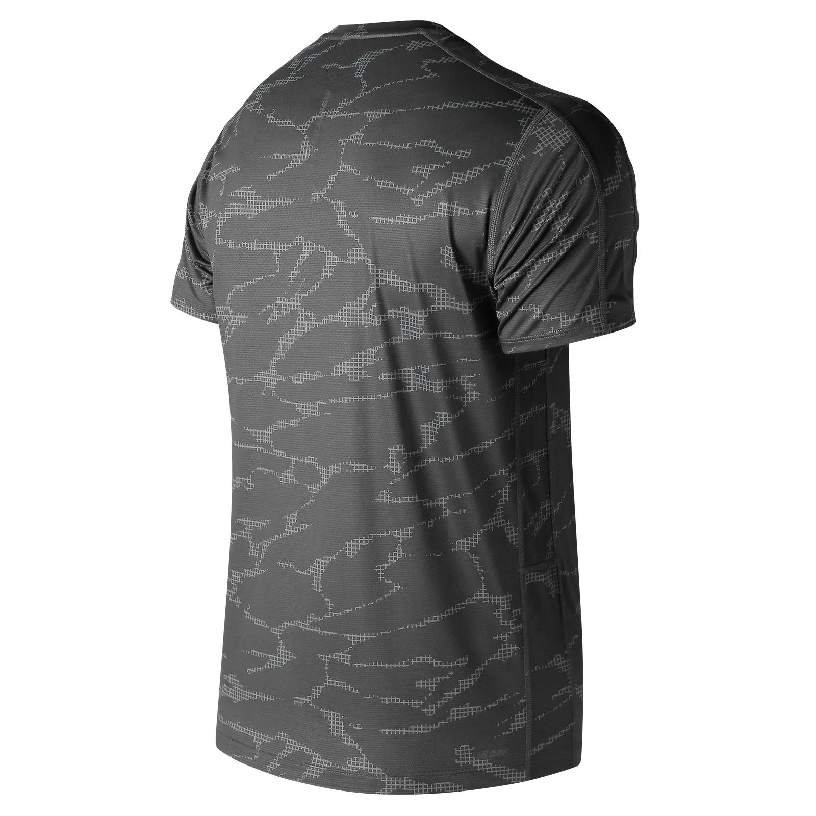 Polera Running Hombre New Balance Printed Accelerate Short Sleeve Gris Oscuro