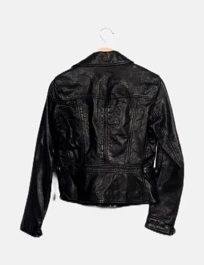 Ralph Lauren Chaqueta biker negra piel