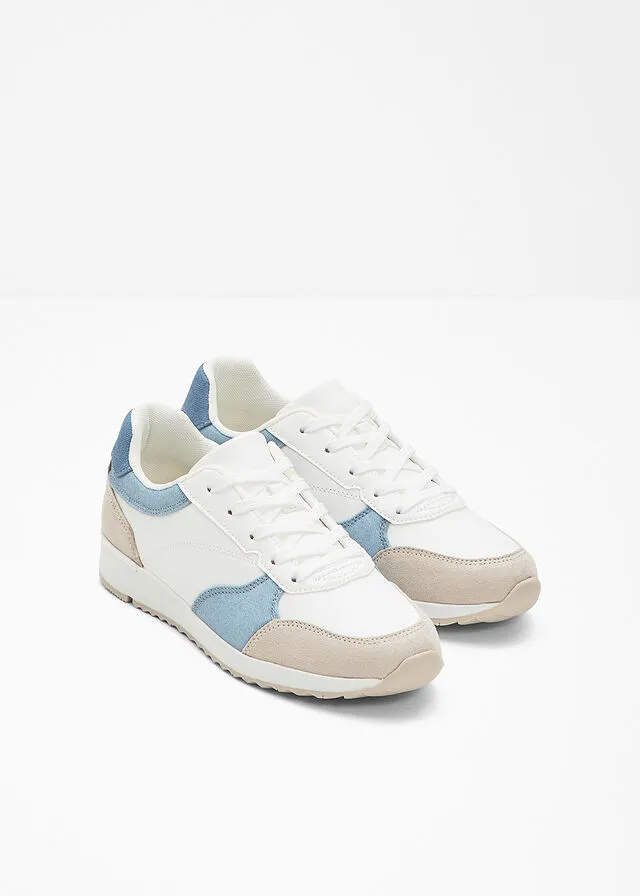 Sneakers bajos blanco/beige/azul piedra