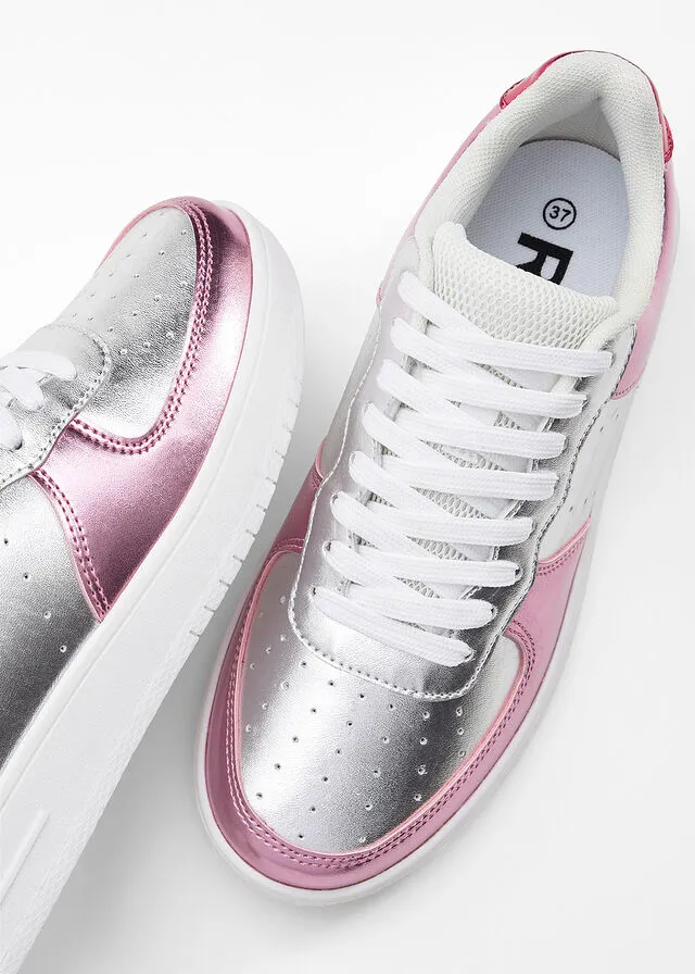 Sneakers bajos con plataforma Blanco-rosa pálido