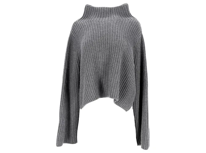 Stella Mc Cartney Stella McCartney Jersey de punto acanalado con cuello ancho en cachemira gris Castaño 