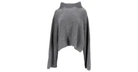 Stella Mc Cartney Stella McCartney Jersey de punto acanalado con cuello ancho en cachemira gris Castaño 