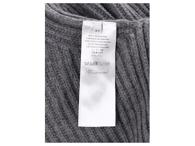 Stella Mc Cartney Stella McCartney Jersey de punto acanalado con cuello ancho en cachemira gris Castaño 