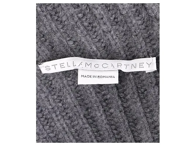 Stella Mc Cartney Stella McCartney Jersey de punto acanalado con cuello ancho en cachemira gris Castaño 