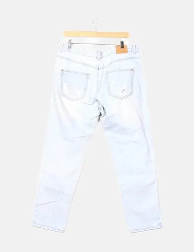 Stradivarius Pantalón azul denim boyfit