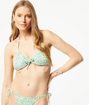 Sujetador bikini triángulo estampado floral PIXY IMP FOND VERT - ETAM