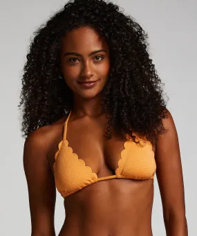 Top de bikini triangular Scallop Lurex - Naranja