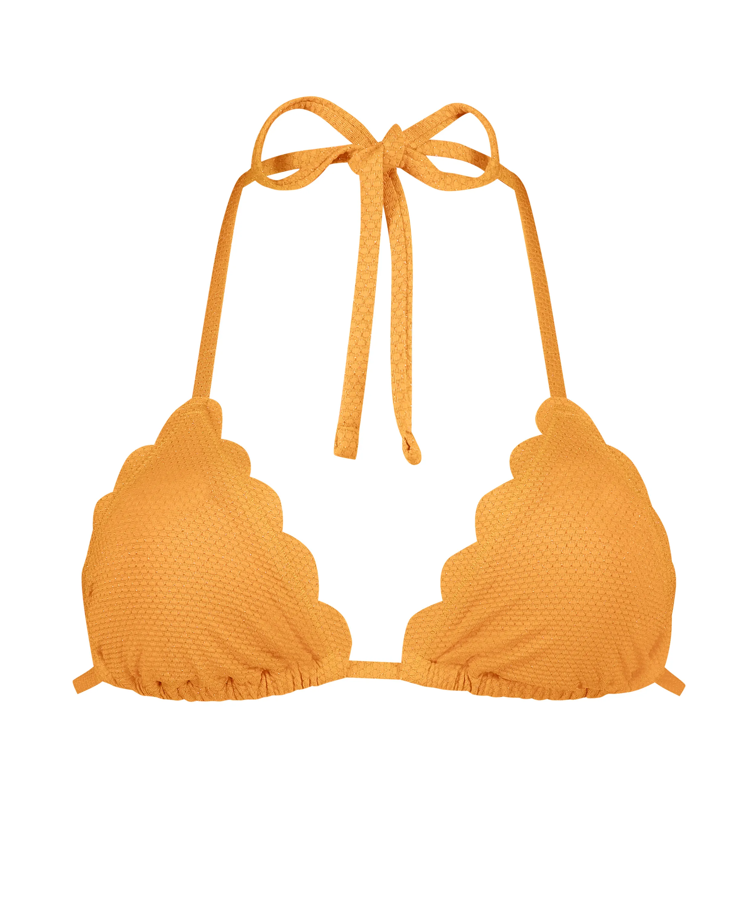 Top de bikini triangular Scallop Lurex - Naranja