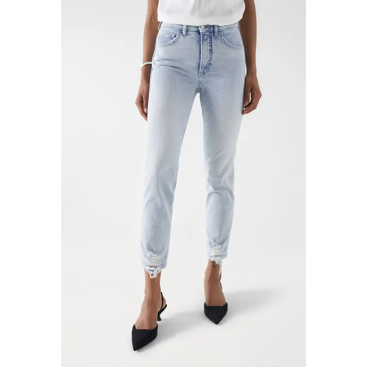 VAQUEROS FAITH PUSH IN CROPPED SLIM CON BRILLANTES MUJER SALSA