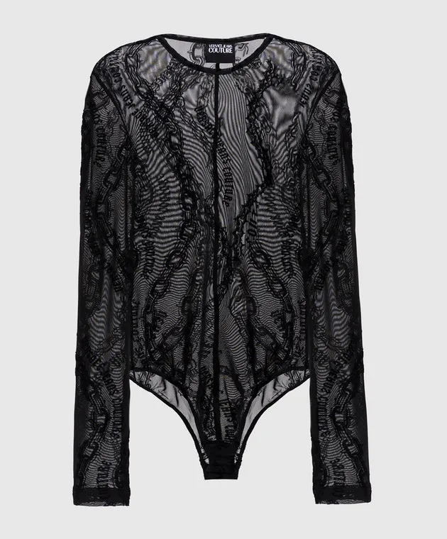 Versace Jeans Couture Black chain couture mesh bodysuit