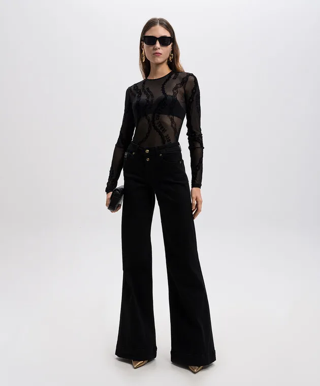 Versace Jeans Couture Black chain couture mesh bodysuit